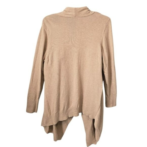 Chico's 2 Women's Tan Knit Cardigan Sweater Size Medium Open Front Office Long - Picture 10 of 15